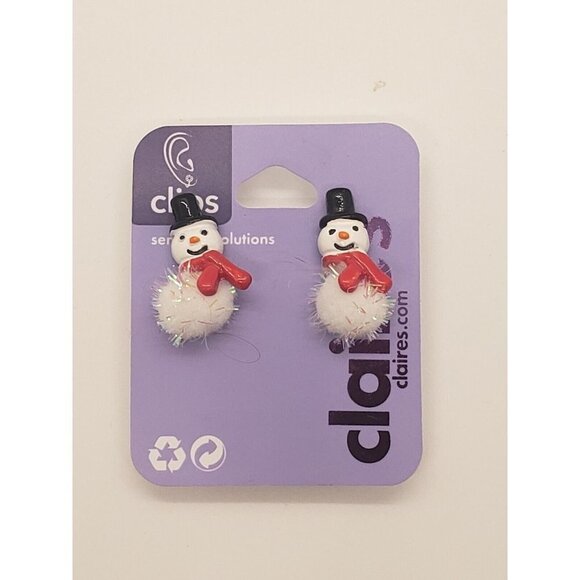 Claires Snowman Clip On Earrings Christmas Winter Holiday - Picture 1 of 1